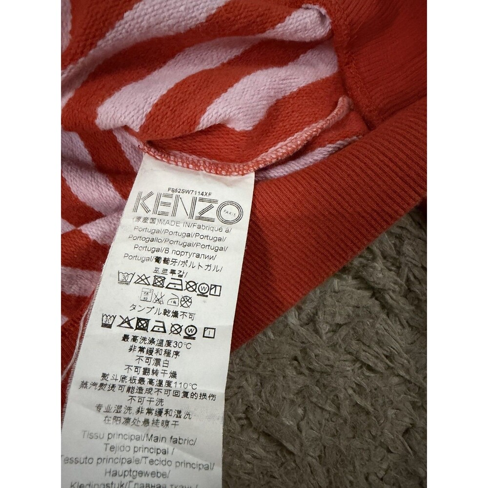 Kenzo orange pink stripe Cotton Tiger Embroidered Sweatshirt Size SMALL WOMEN - Picture 3 of 6